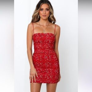 Hello Molly Red Ruched Mini Dress NWOT